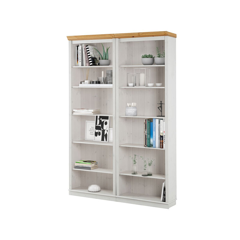 Demetricia 223cm H x 148cm W Library Bookcase, Brown/White