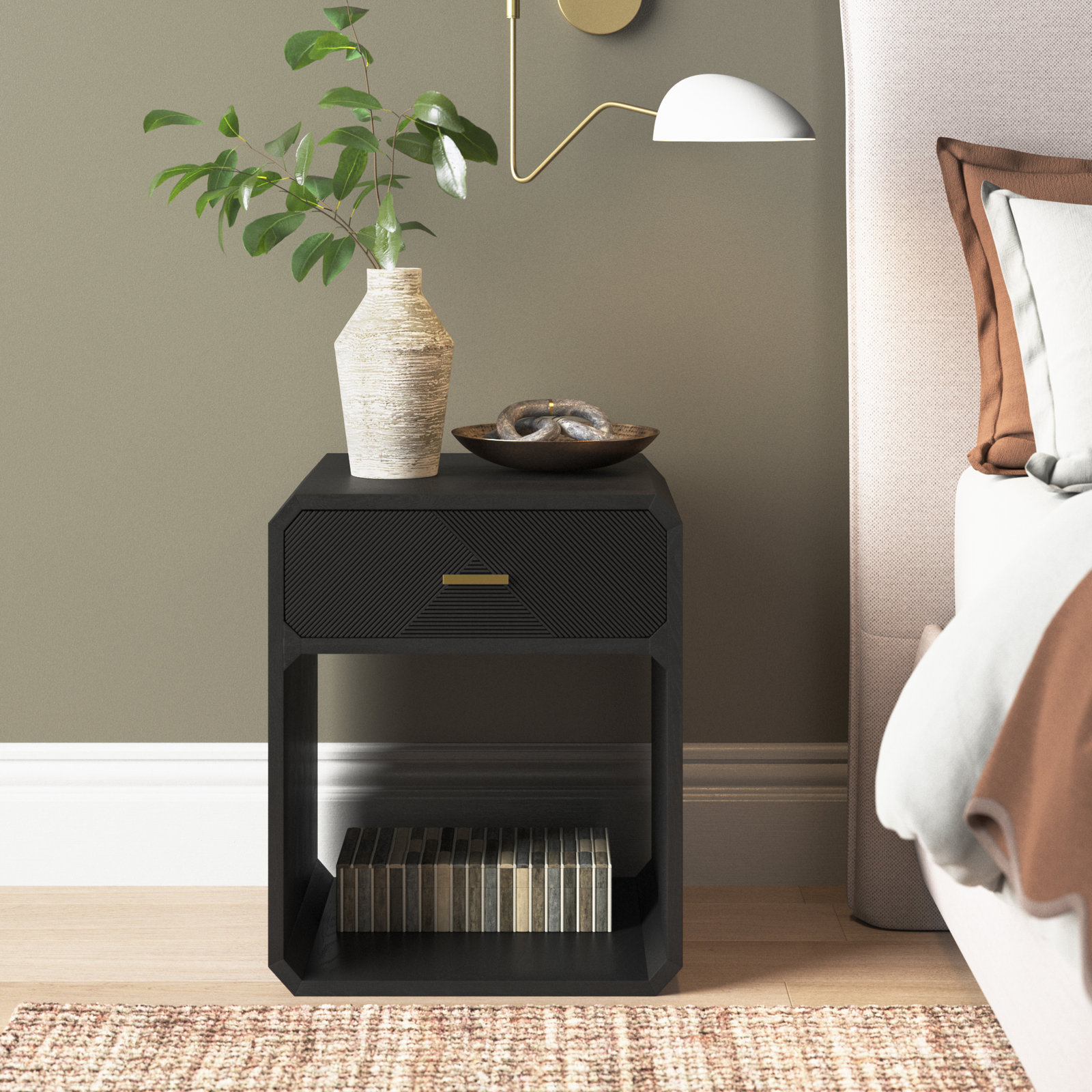 Harris Nightstand, Black Ash
