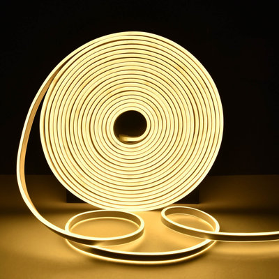 Lamuel DELight 50FT LED Strip Neon Rope Lights with Remote Control Waterproof Cuttable DIY Commercial Sign for Outdoor Warm White DEL-D50W
