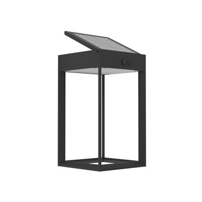 Anagnost Matte Black 25cm H Solar Powered Integrated LED Frosted Glass Outdoor Lantern Light