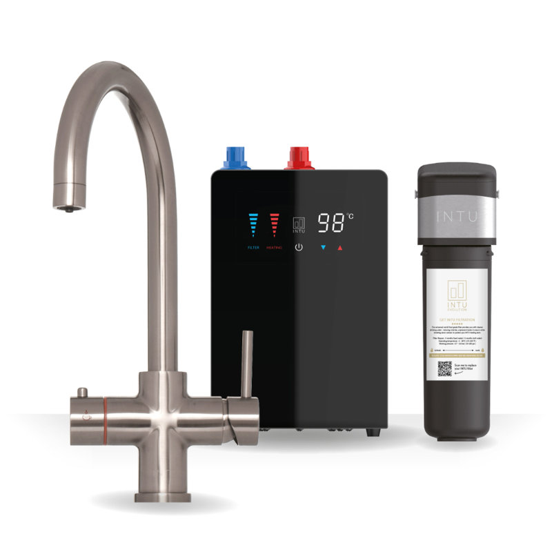 4-1 Instant Boiling Filtered Water Tap - Swan Neck, Brushed Nickel