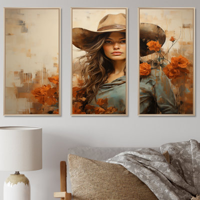 Westenra floral Wild West Cow Gril - art mural occidental