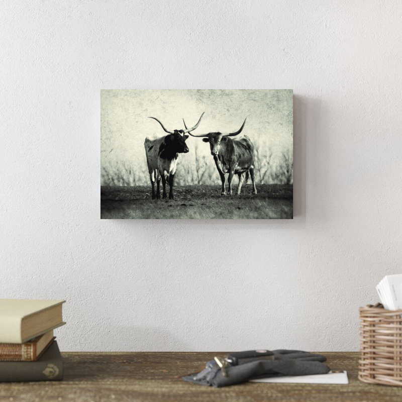 Texas Longhorns par Debra Van Swearingen - photographie sur toile tendue, H 8 po x l 12 po x P 1,25 po