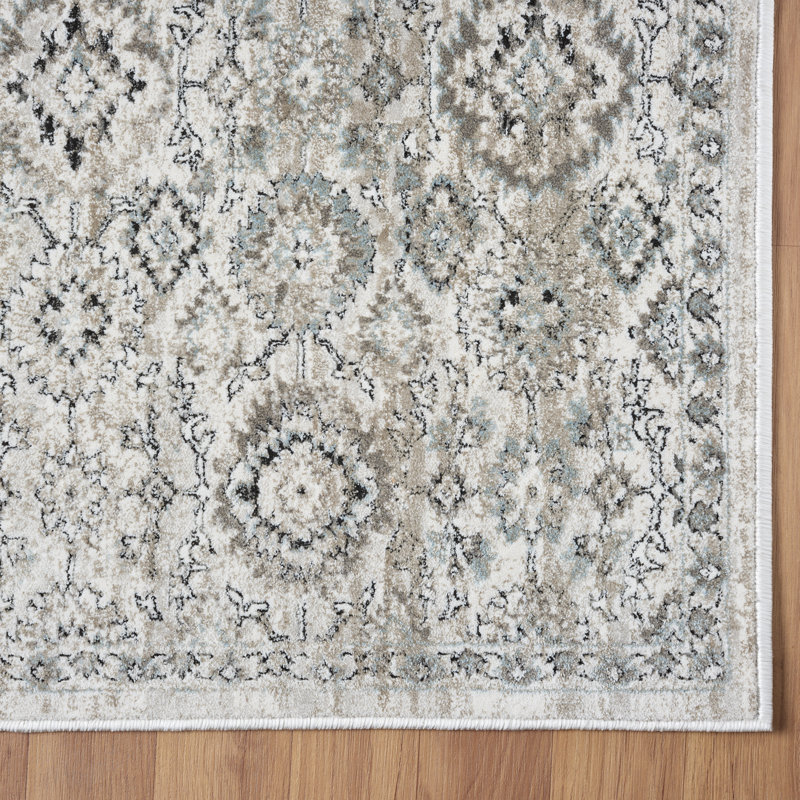 Huseman Beige Faded Medallion Area Rug, Rectangle 8'7" x 11'6"