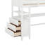 Lit mezzanine simple avec tiroirs, bureau et tablettes