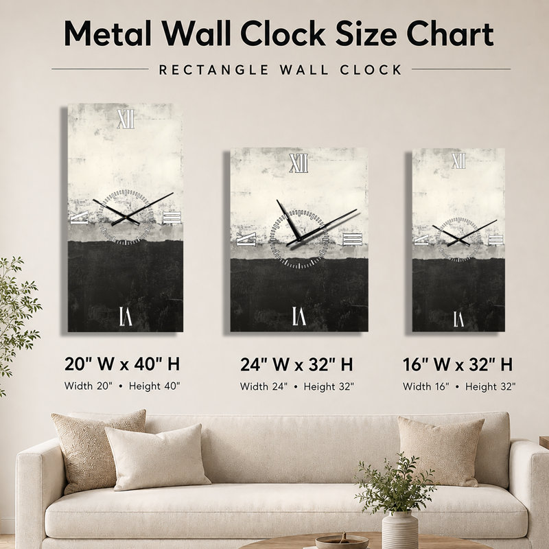 Vagues grises sur l'océan bleu I - Horloge murale décorative côtière, H 40 po x l 20 po - Rectangle