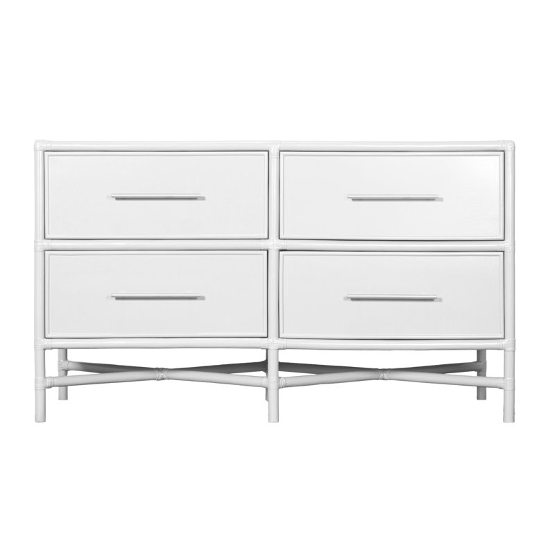 Venice 4 Drawers 54" W Double Dresser, White