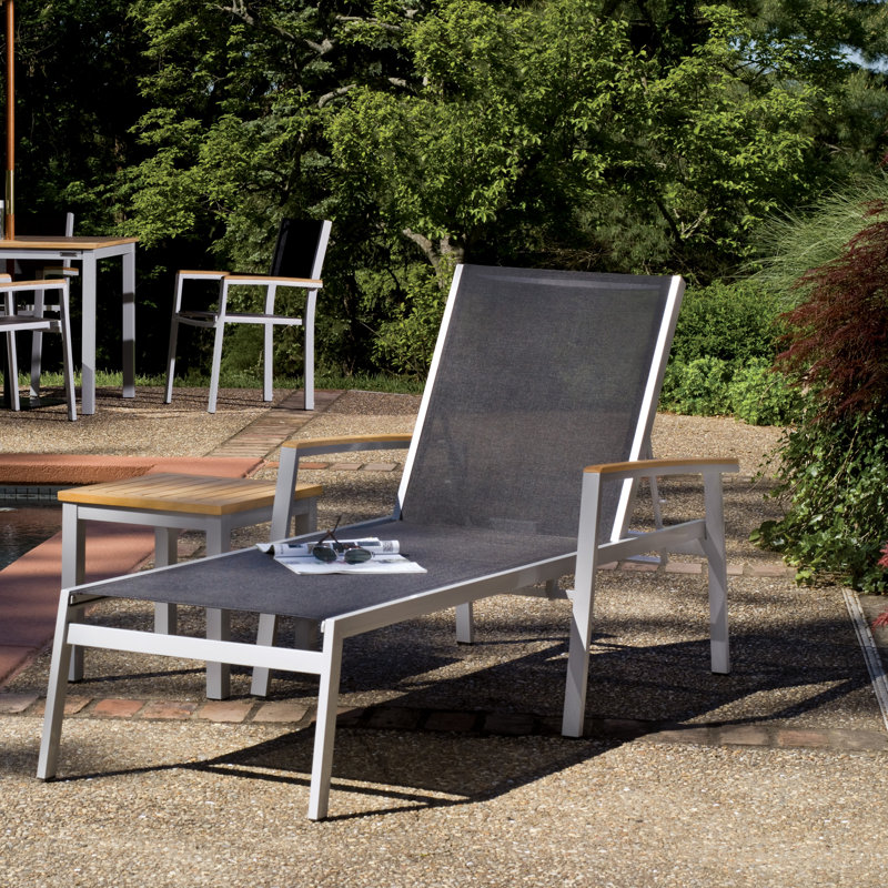 Travira Outdoor Chaise Lounge, Black, Tekwood Vintage, Flint