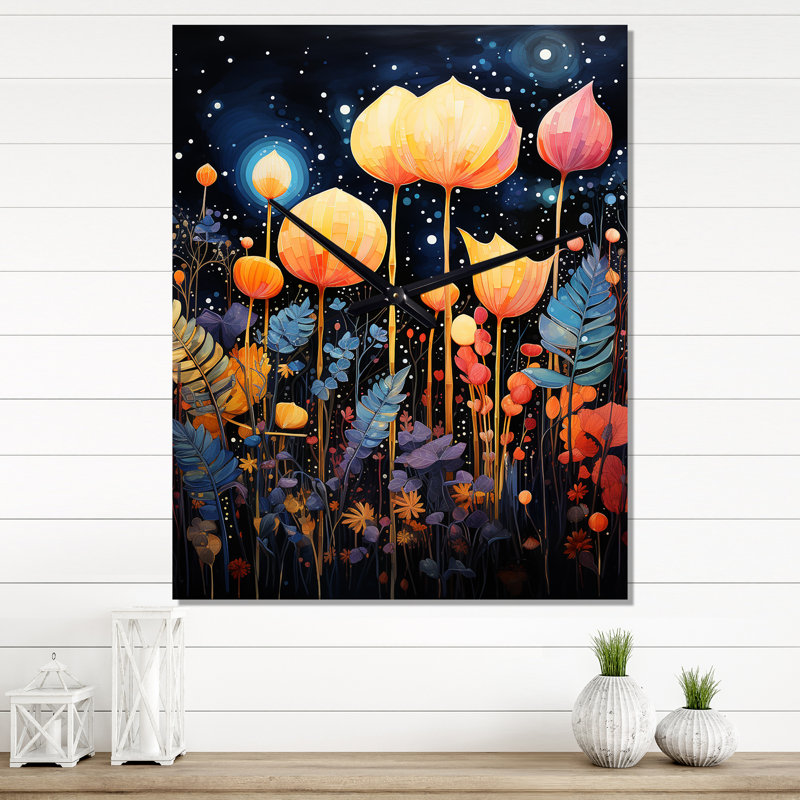 Anzor - Horloge murale fleurs surdimensionnée, Petit