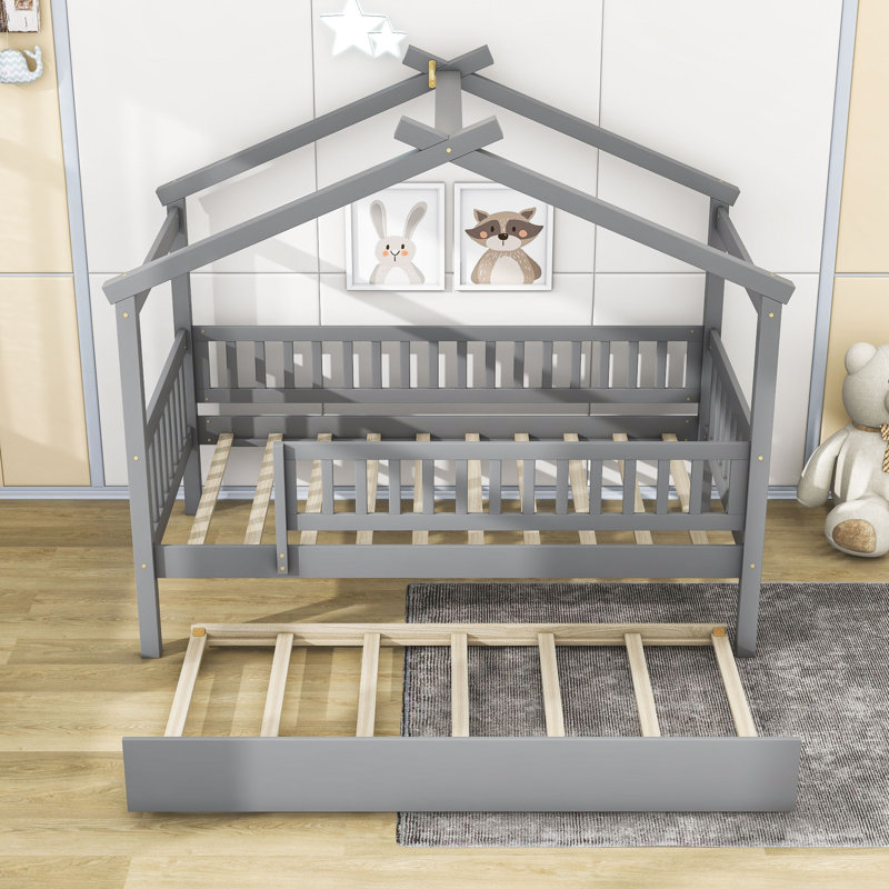 Dustee Wood Daybed with Slats, Gray, Twin