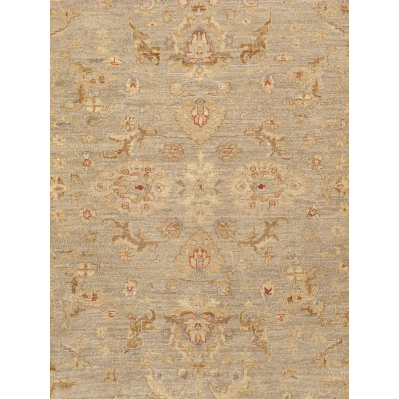 Handmade Light Blue and Beige Wool Floral 8' x 10' Area Rug