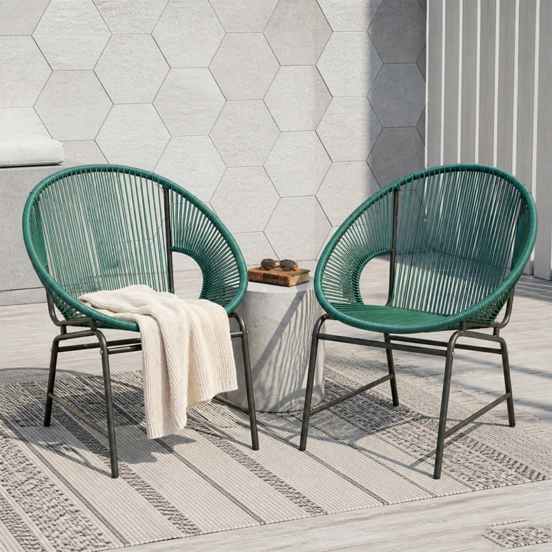 Ensemble de chaises de patio en osier, Teal