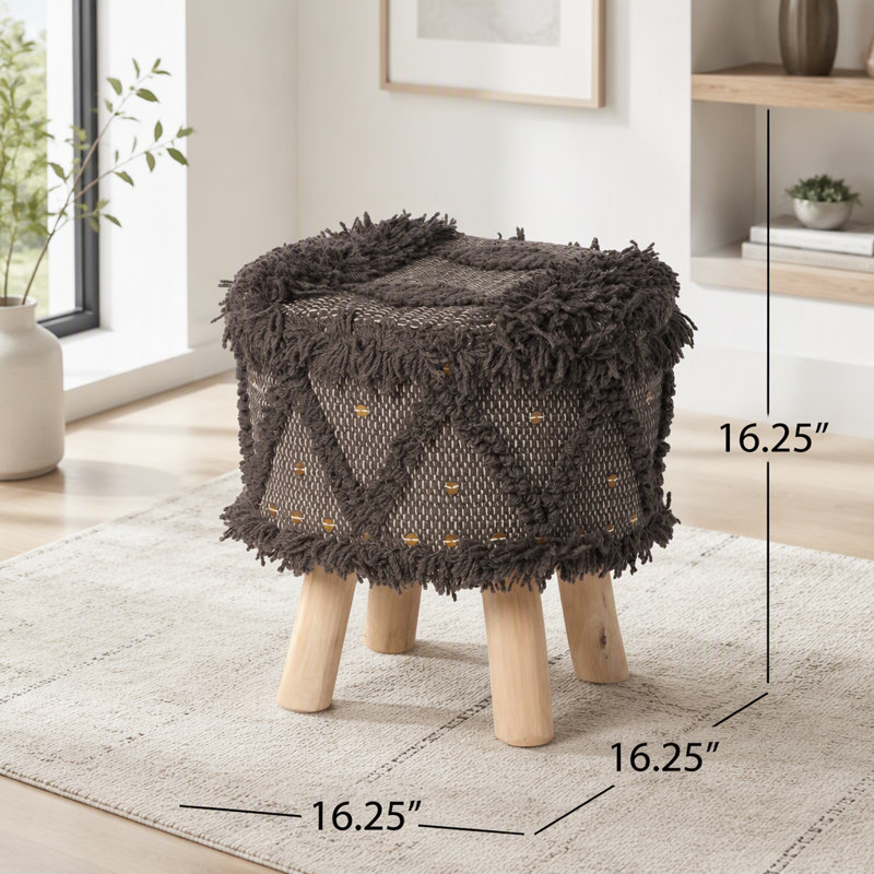 Repose-pieds en laine et coton Boho
