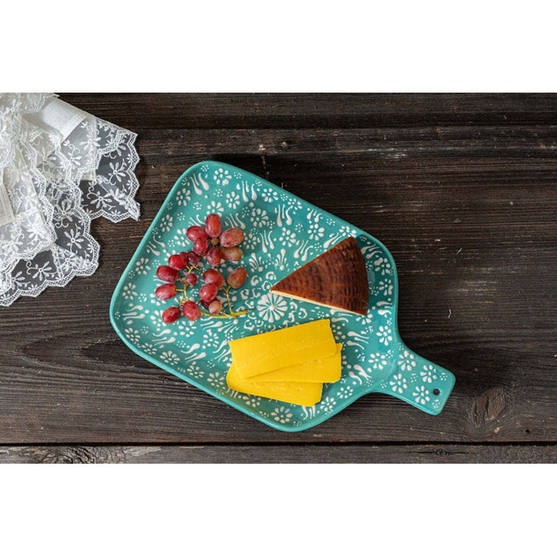 Hand Painted Ceramic Ceramic Cheese Board, Green