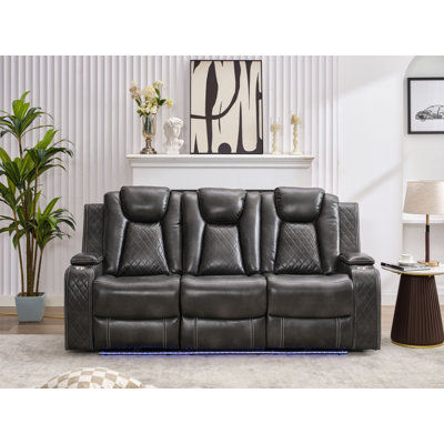 81.5'' Power Reclining Sofa Couch with Wireless Charger and LED Lights