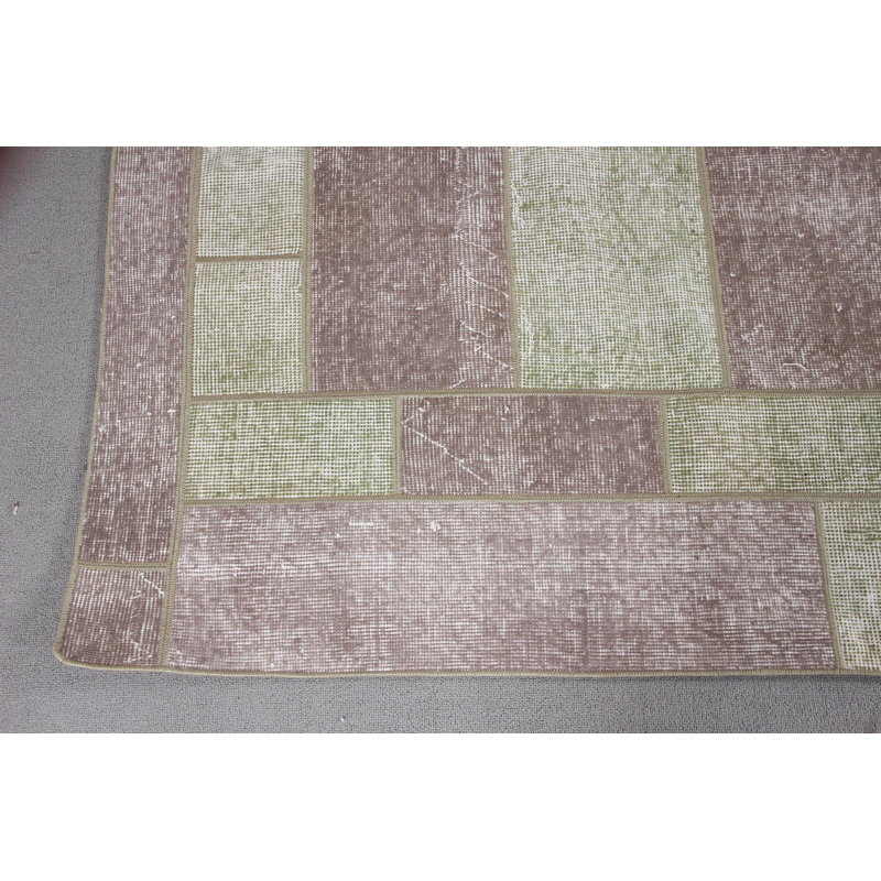 Tapis en patchwork turc de style rétro gris élégant pour la cuisine en laine douce