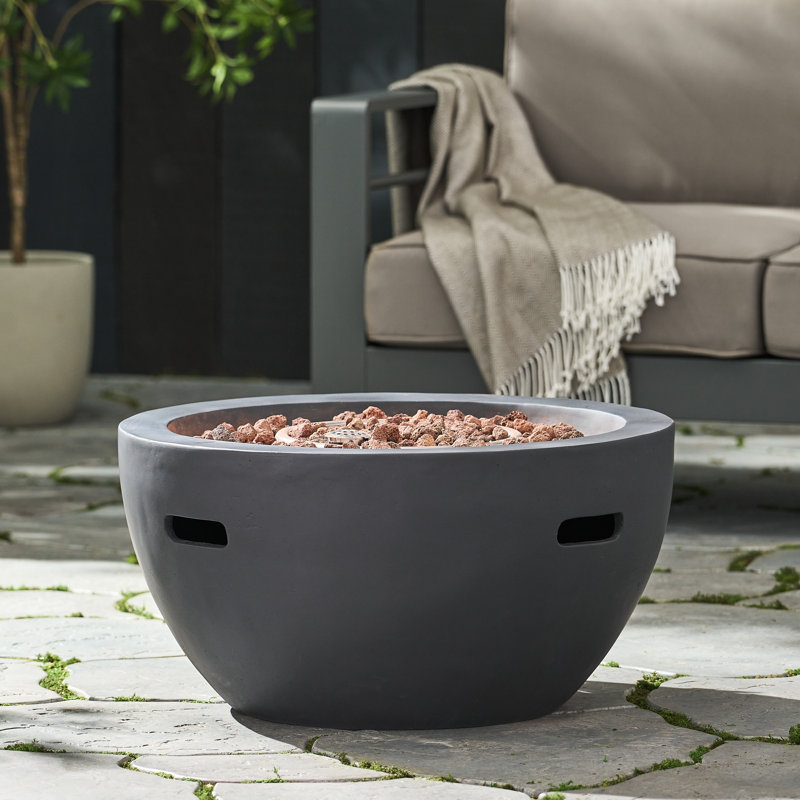 Ameliya Round Propane Smokeless Fire Pit (Tank Holder Not Included), Dark Gray