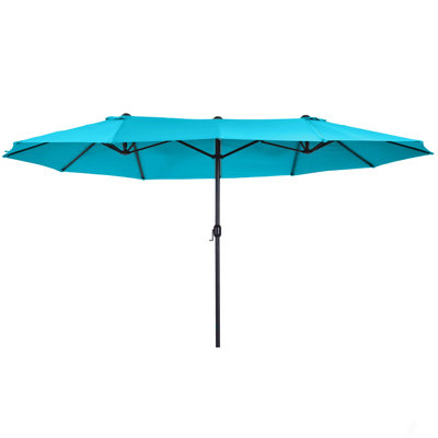 Très grand parasol d'extérieur de 15 pi Outsunny avec poignée à manivelle et bouches d'aération pour la cour, la terrasse, la piscine et le marché
