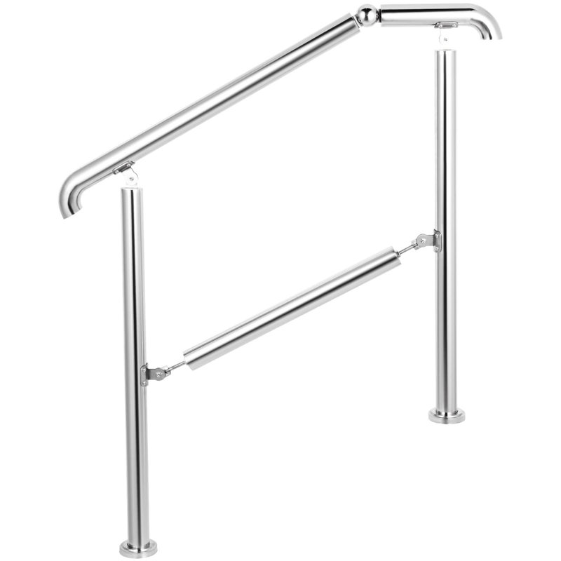 Railing Stainless Steel Transitional Handrail Fit For Level Surface And Steps Adjustable Stair Railing Indoor Outdoor Step Railings 441Lb Capacity W/Installation Kit Porch DIY (3.5 Ft)