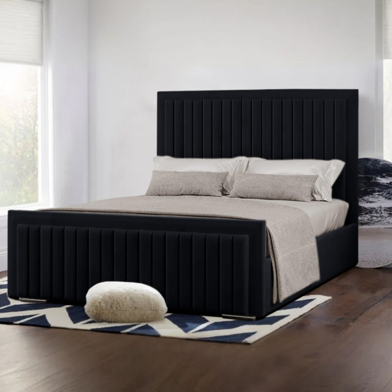 Upholstered Bed, Black, Double (4'6)