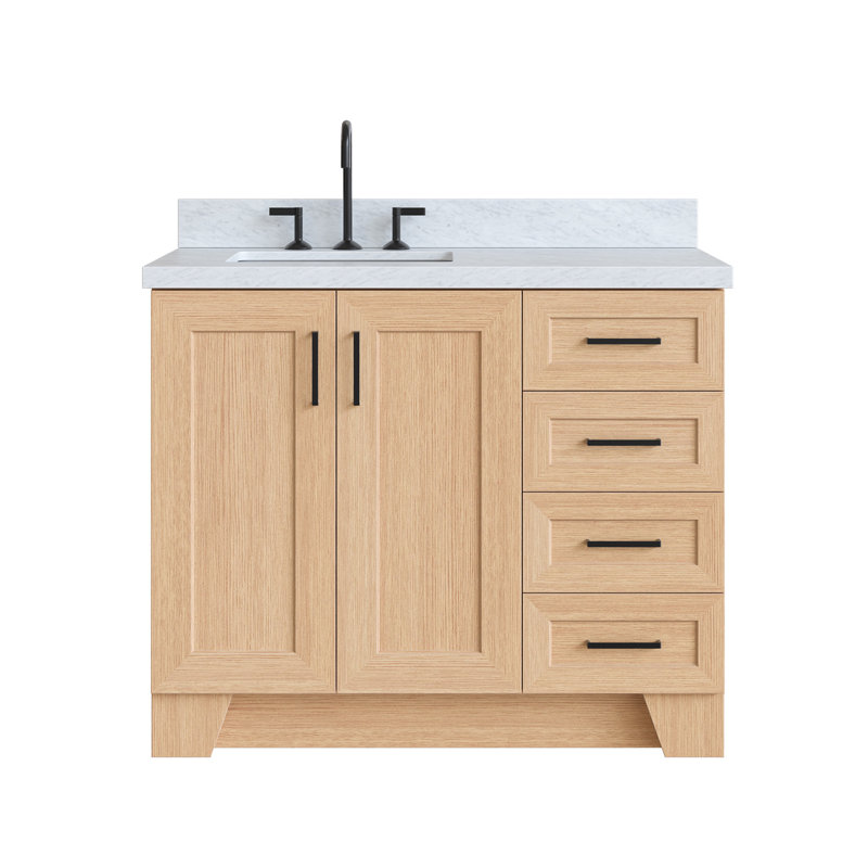 ARIEL TAYLOR 37 IN LEFT OFFSET RECTANGLE SINK VANITY, Left, Rectangle, Natural Oak