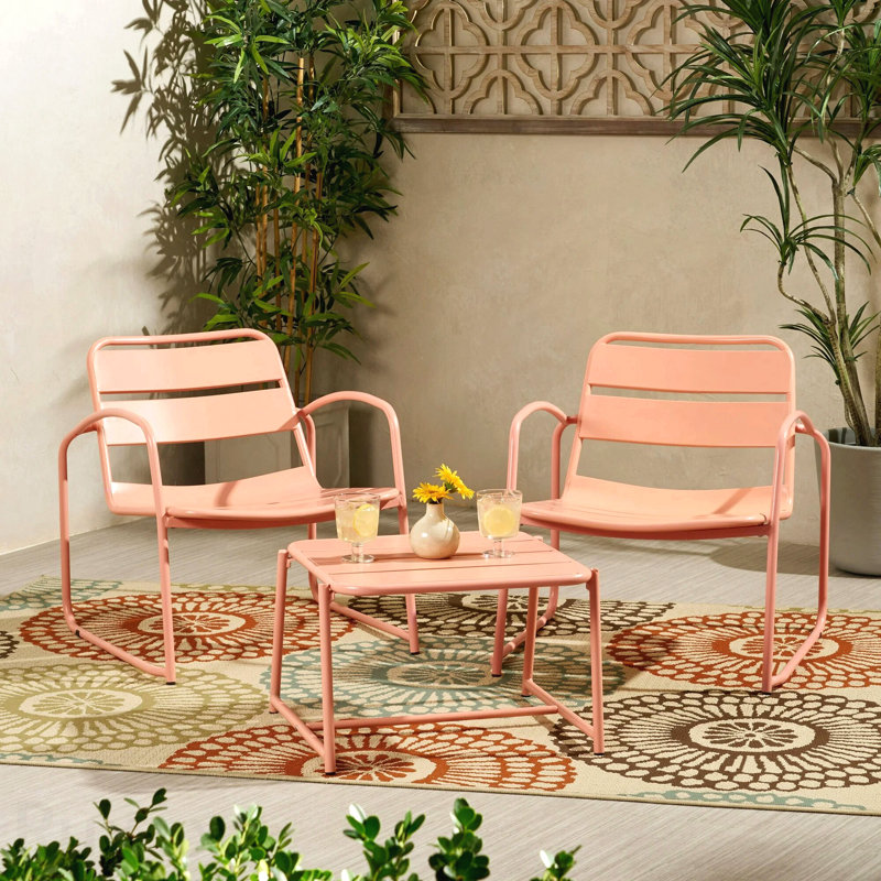 Chat Set Outdoor Patio Furniture, Coral