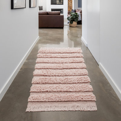 Tapis de couloir à franges en coton 24 po x 60 po Savannah