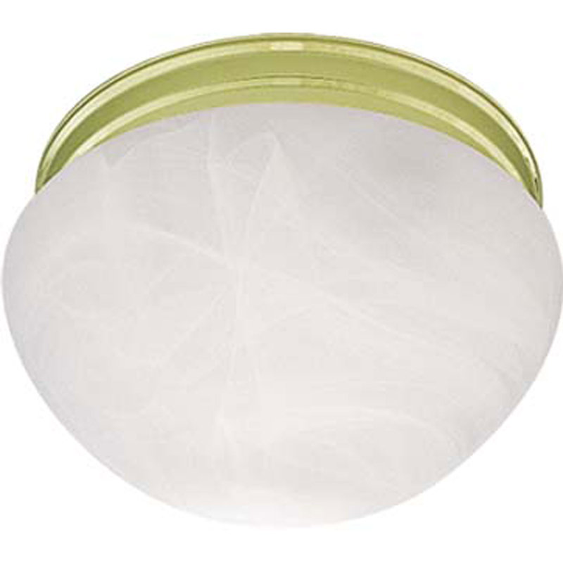Pitkin 1-Light Indoor 7"W Polished Brass Simple Round Flush Mount with Alabaster Glass Mushroom Shade, Polished Brass