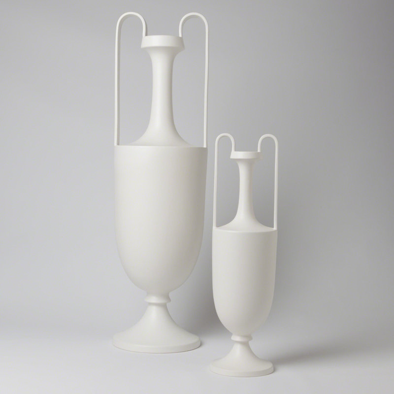 Elongated Grecian Amphora-Matte White, 20" H x 6.25" W x 6.25" D