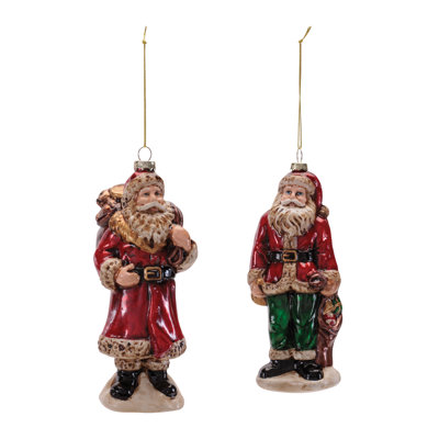 Ornement en verre traditionnel Santa (ensemble de 6)