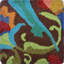 Tapis vert / bleu / rouge en laine crocheté à la main Porcelain Jar-85717465