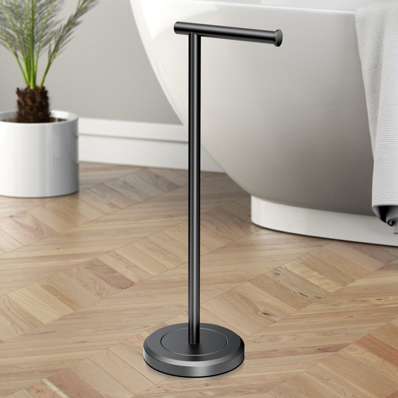 Porte-papier hygiénique sur pied Latitude II, Noir mat