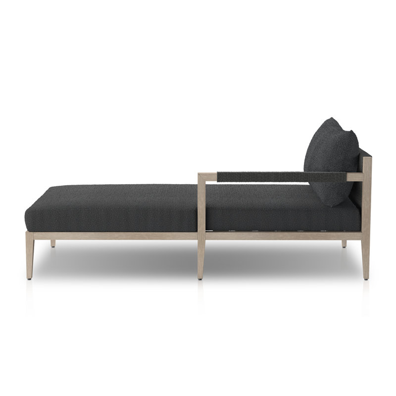 Sherwood Outdoor Chaise Lounge, Fiqa Slate Boucle, Weathered Gray/Dark Gray