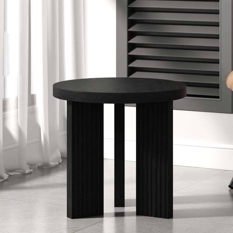 Mid-Century Modern Round End Table, Black
