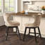 Siège pivotant de l 21 po x H 37 po - Revêtement beige, bois de café foncé, siège en bois massif et contreplaqué, finition, assemblage requis