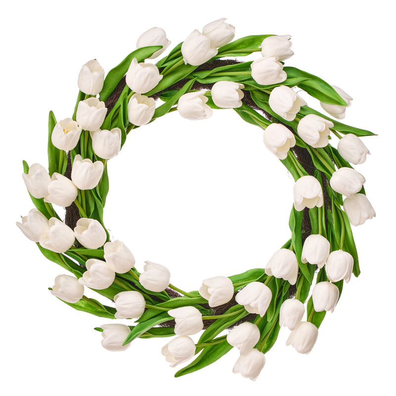 Couronne de tulipe 21 "Pu Spring, Couronne de tulipe blanche