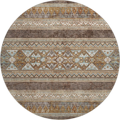 Premium Machine Washable Prisco Chocolate Rug
