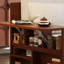 Canapé-lit compact 3-en-1 avec table coulissante et rangement, structure en noyer, coussins en lin
