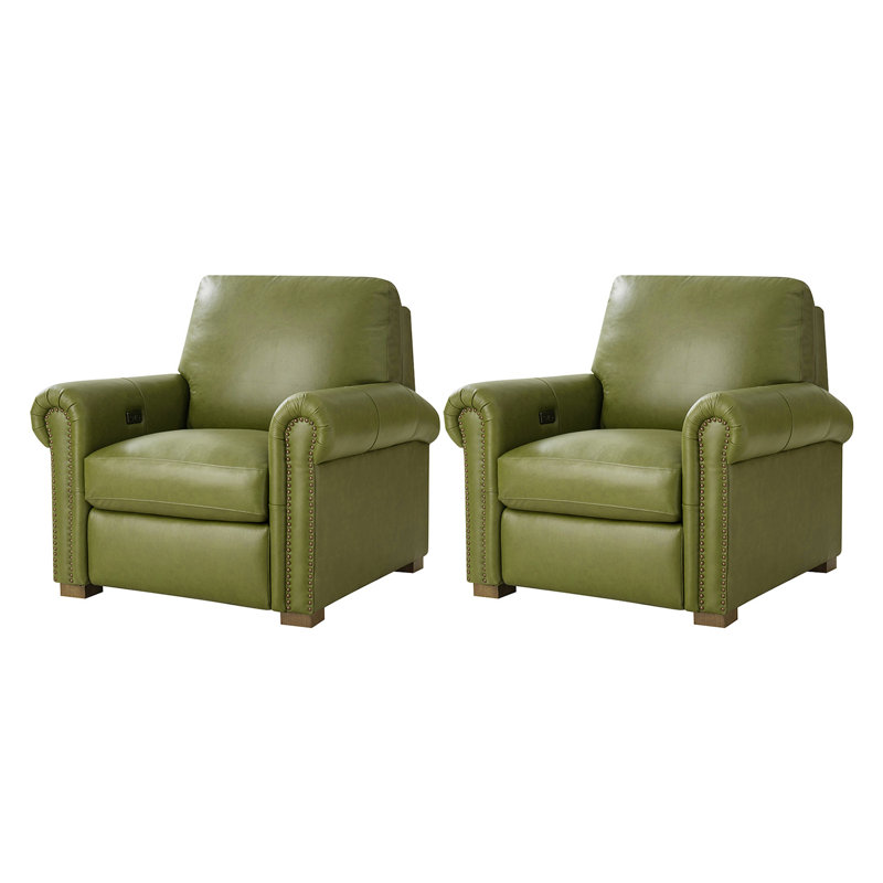 Fauteuil inclinable en cuir véritable d'Igon Motion, Cuir véritable olive