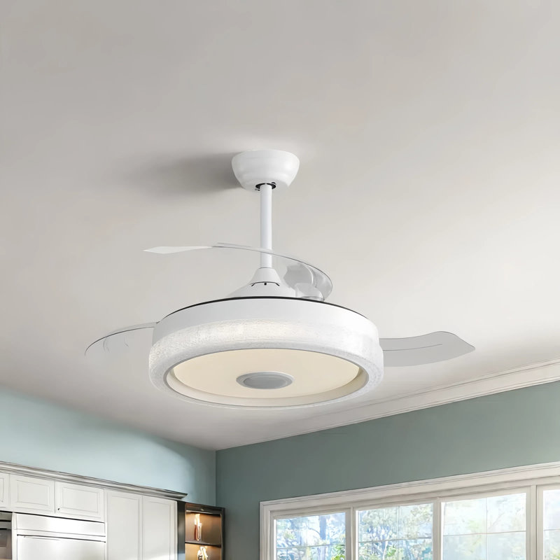 Party-Ready & Peaceful: ventilateur de plafond intelligent invisible de 42 po avec haut-parleur Bluetooth et éclairage d'ambiance