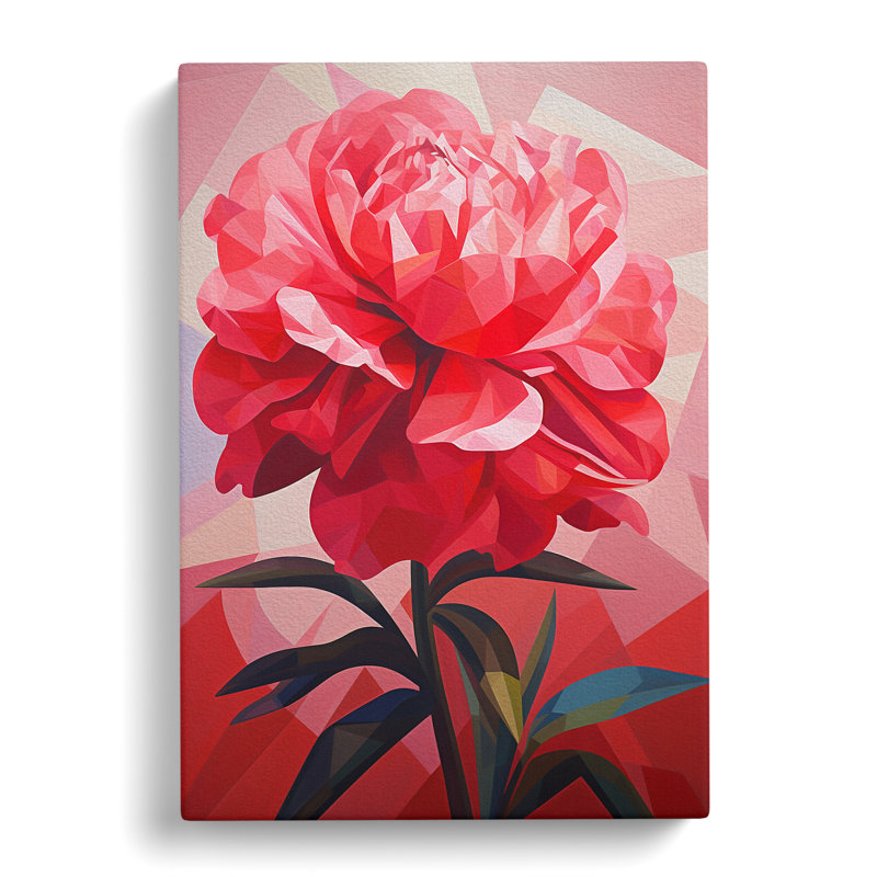 Peony Flower Constructivism - No Frame Print, 50cm H x 35cm W x 3cm D