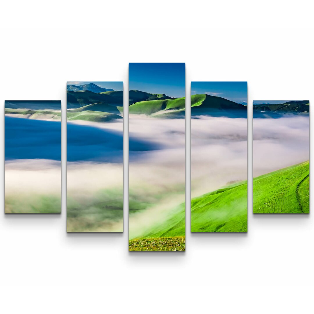 5-tlg. Leinwandbilder-Set Nebel in Castelluccio - Umria, Italien