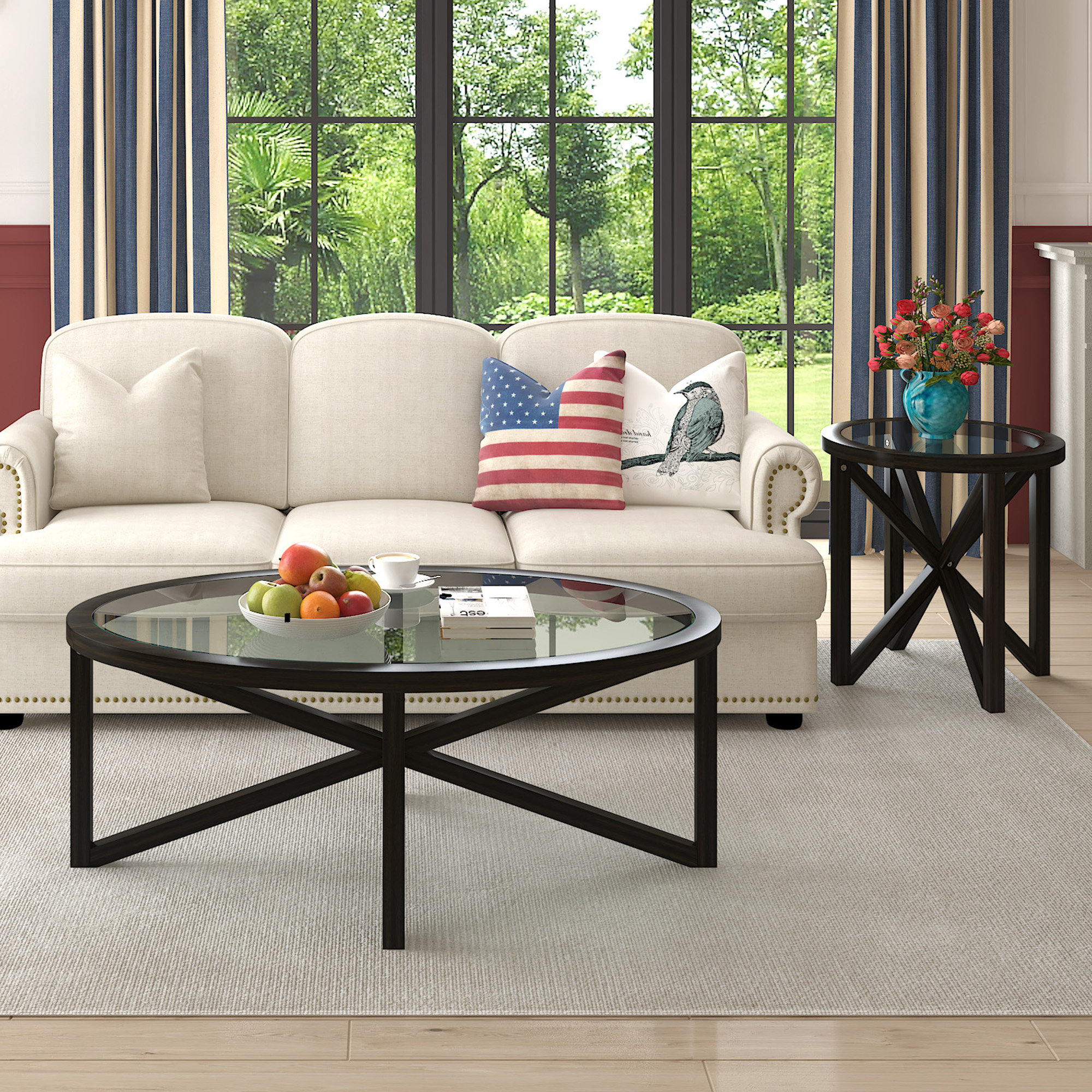 Latitude Run® Glass Coffee Table, Living Room Wood Coffee Table, Modern ...