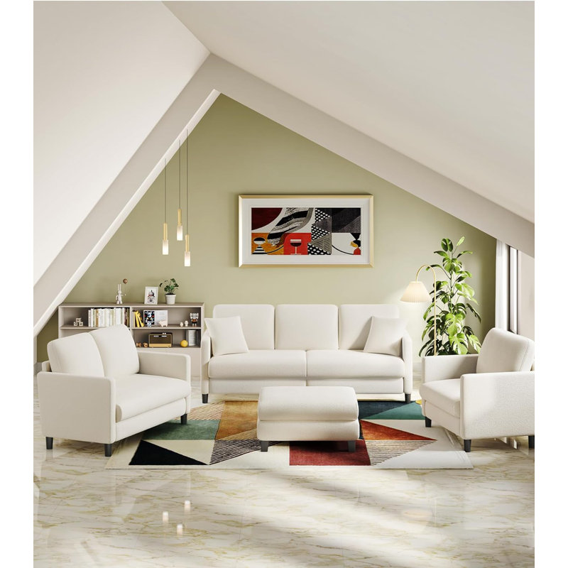 Oliff 2 Seater Teddy Loveseat, Beige Teddy Fleece