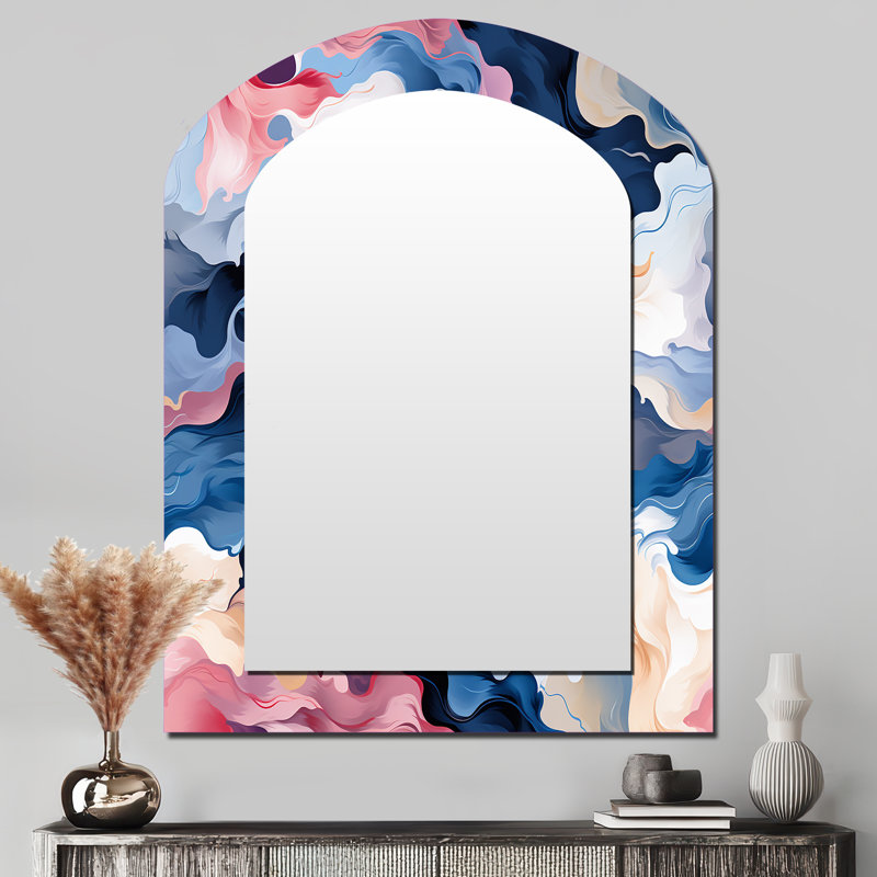 Ethereal Whispers - miroir décoratif camouflage, miroir mural asymétrique moderne, impression d'art en métal, 43 po x 33 po