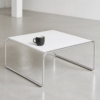 Modern Coffee Table, Square Top with Chrome Plated Frames