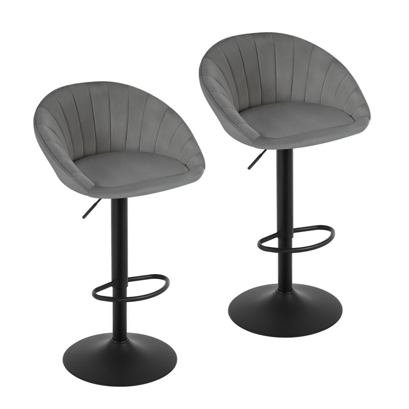 Swivel Upholstered Adjustable Height Counter Stool with Metal Frame, Gray