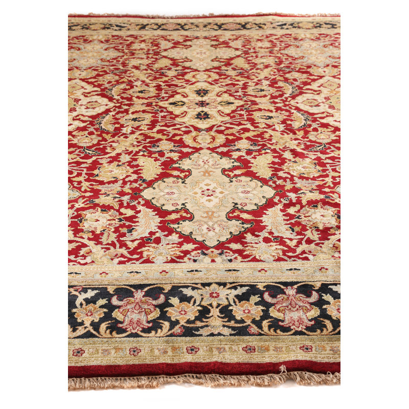 Polonaise Wool Oriental Area Rug in Burgundy/Black/Brown, Rectangle 9' x 12'