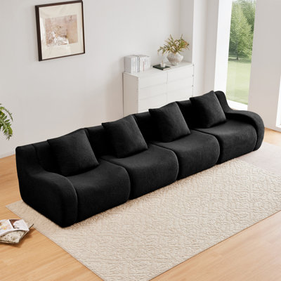 148" Oversized Teddy Fabric Modular Sofa