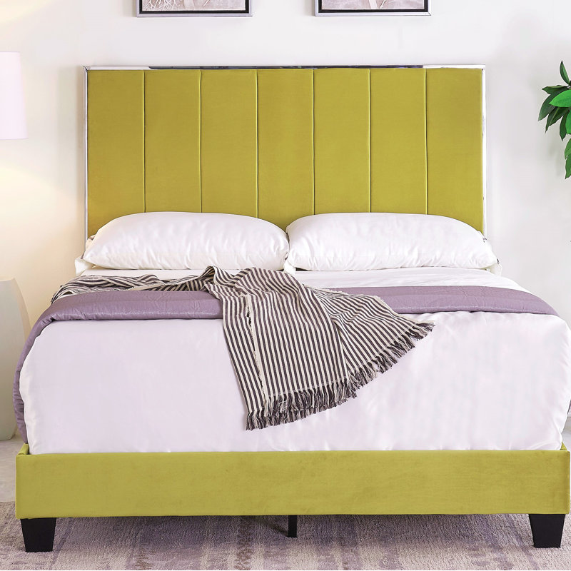 Kolin Upholstered Standard Bed, Golden Yellow, Twin